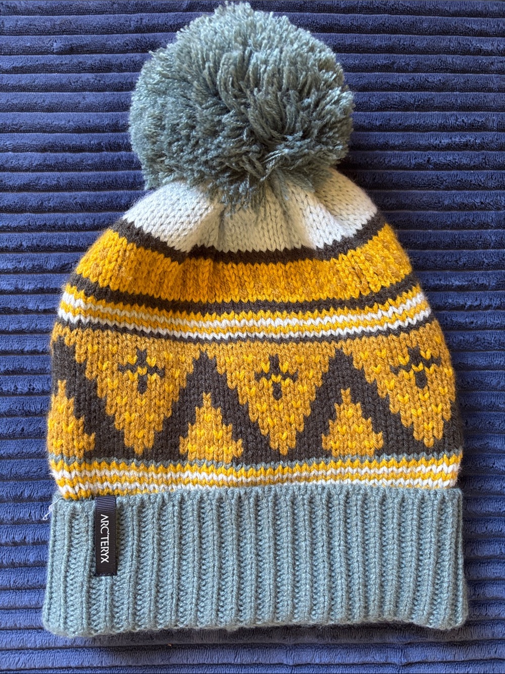 Arc'teryx Yellow, sage Green & Brown Knit Pom Beanie